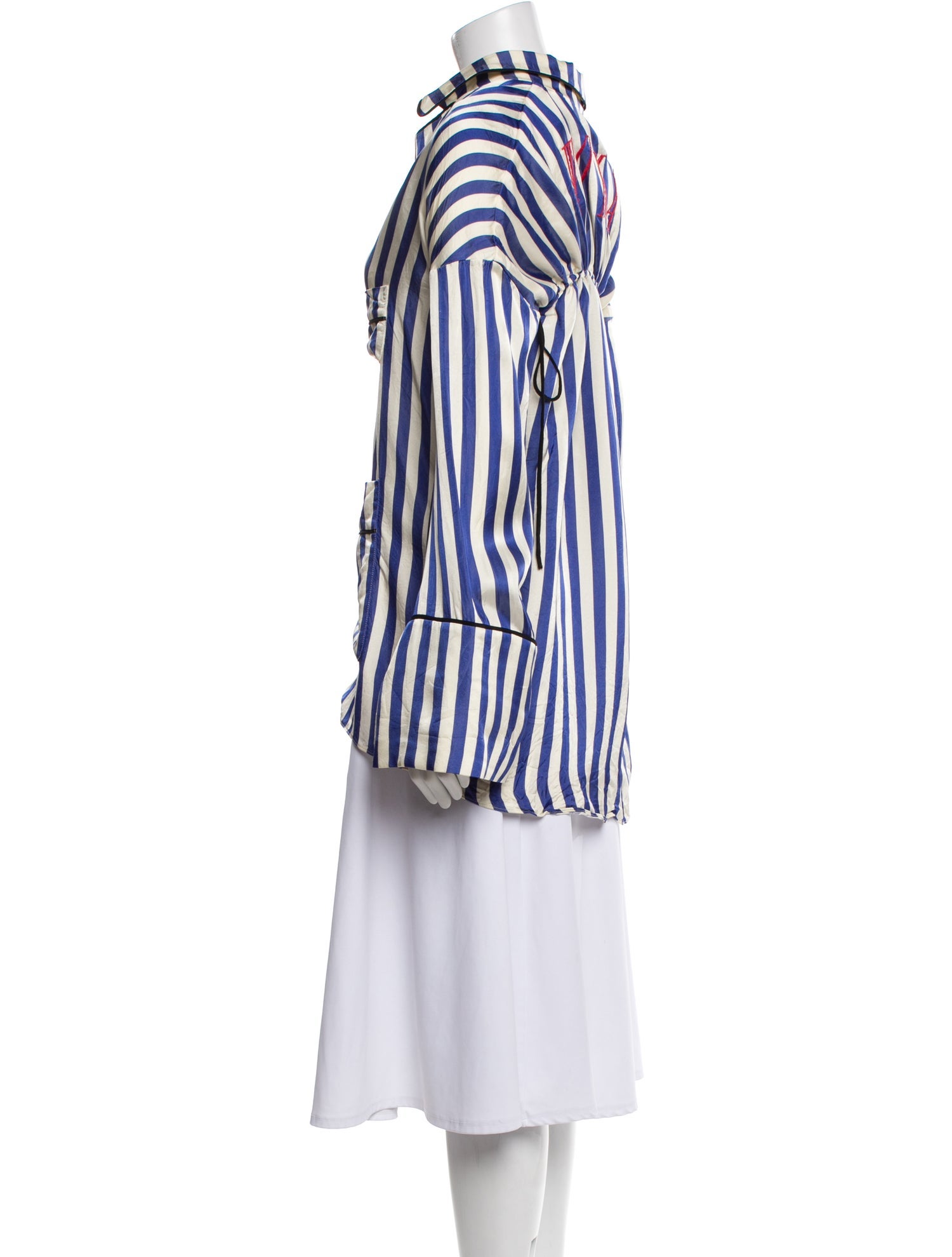 Off-White Striped Embroidered Accent Pajamas