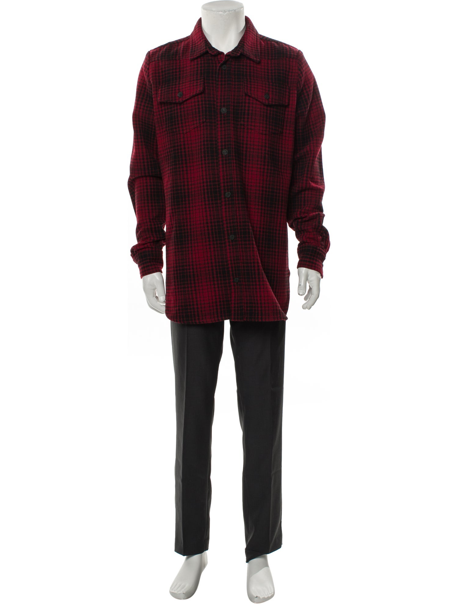 Off-White Plaid Print Long Sleeve Shirt