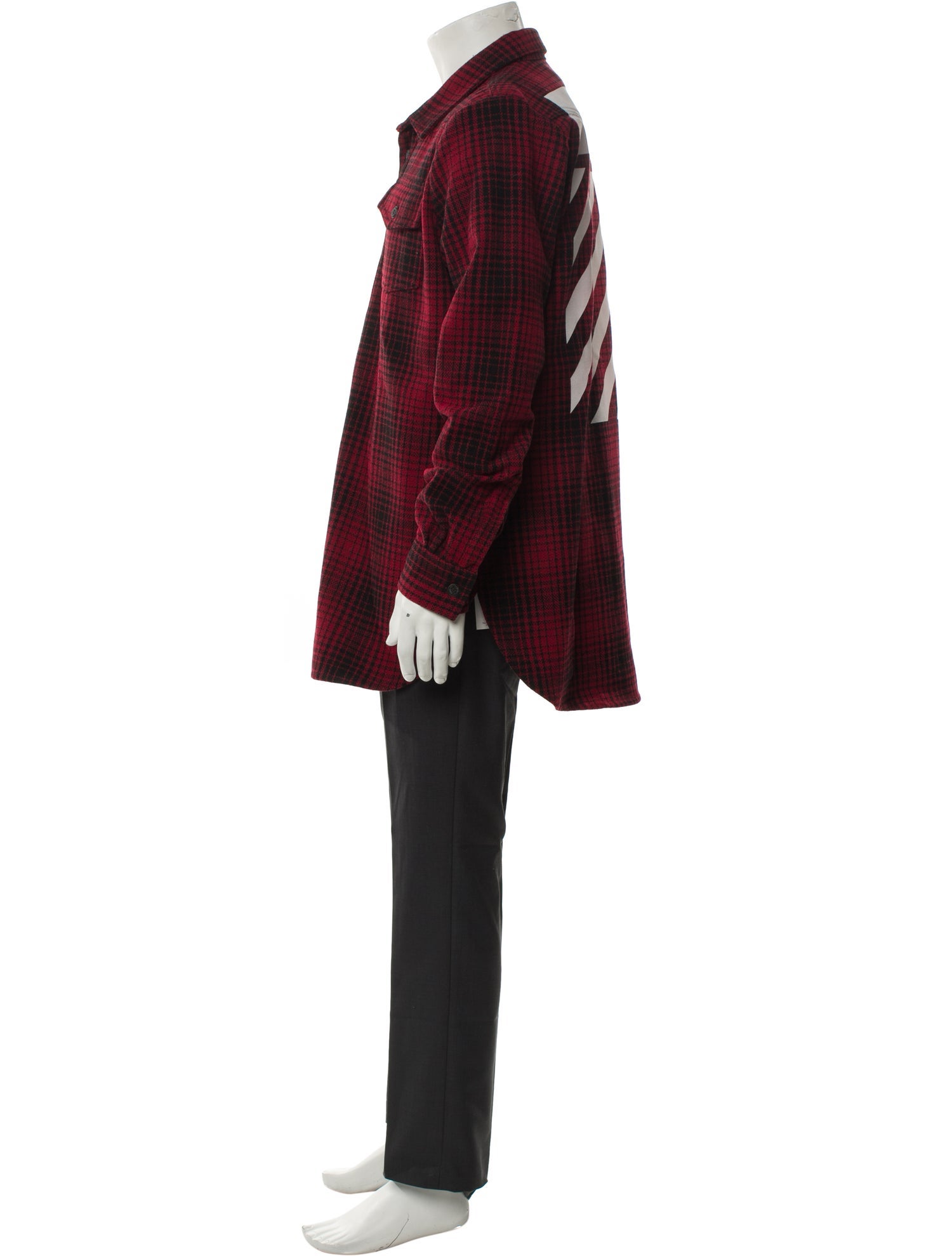 Off-White Plaid Print Long Sleeve Shirt