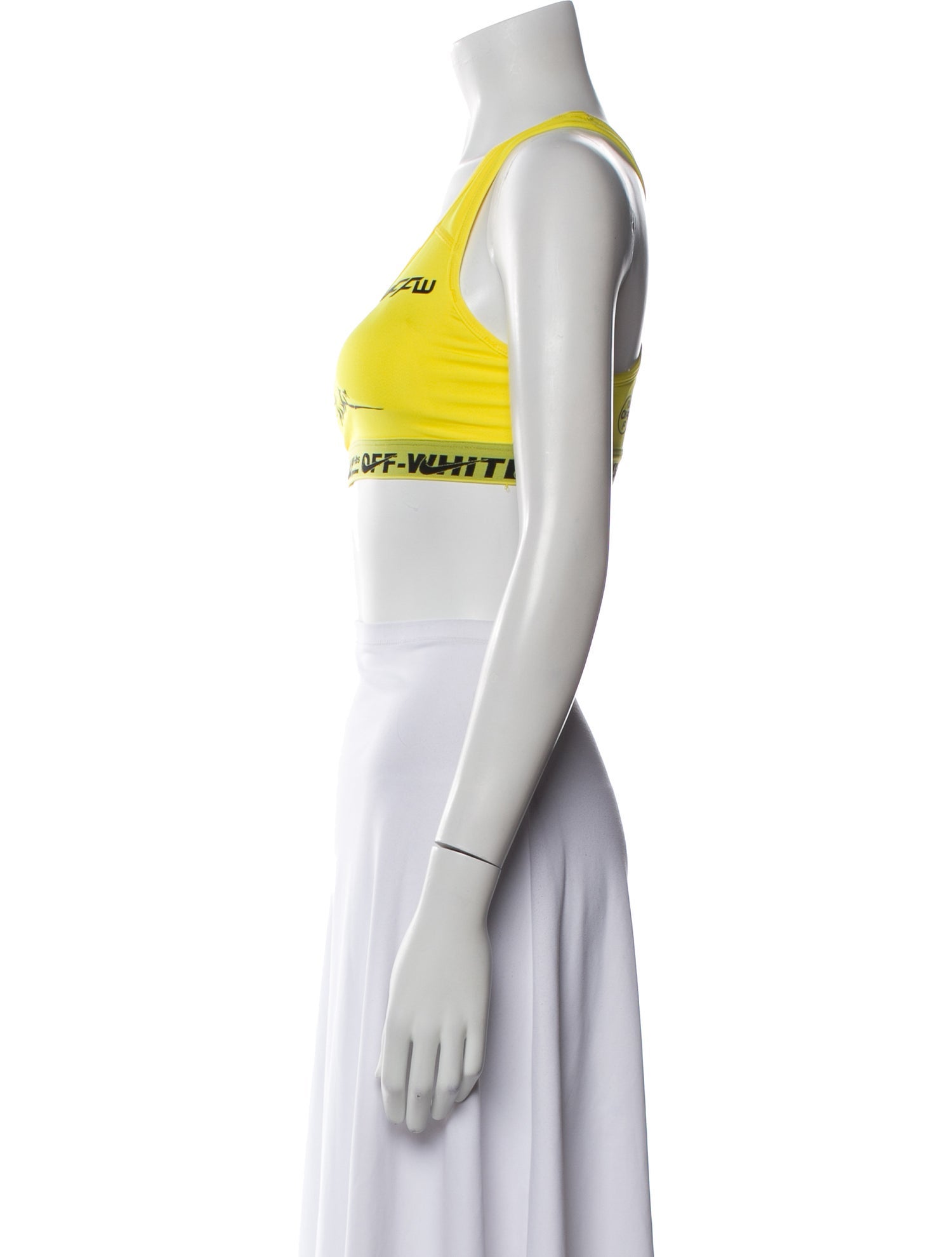 Off-White Nylon Graphic Print Crop Top