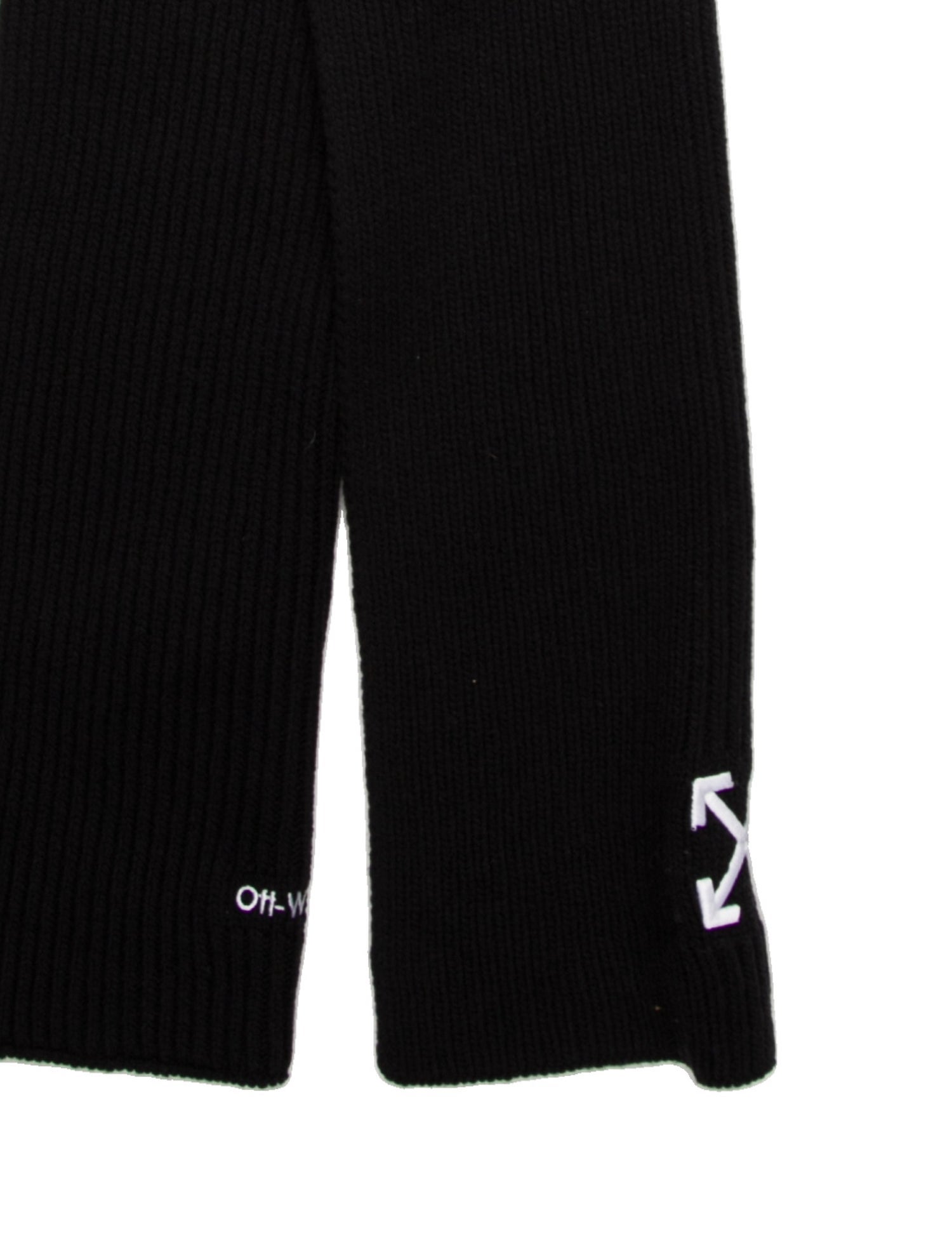 Off-White Logo Ribbed Muffler Wool Scarf w/ Tags