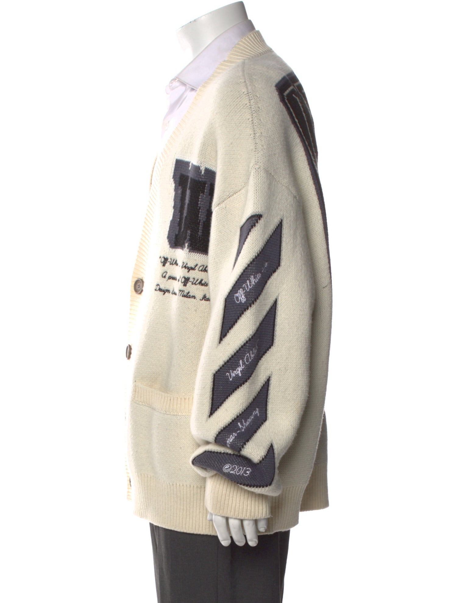Off-White Printed V-Neck Cardigan