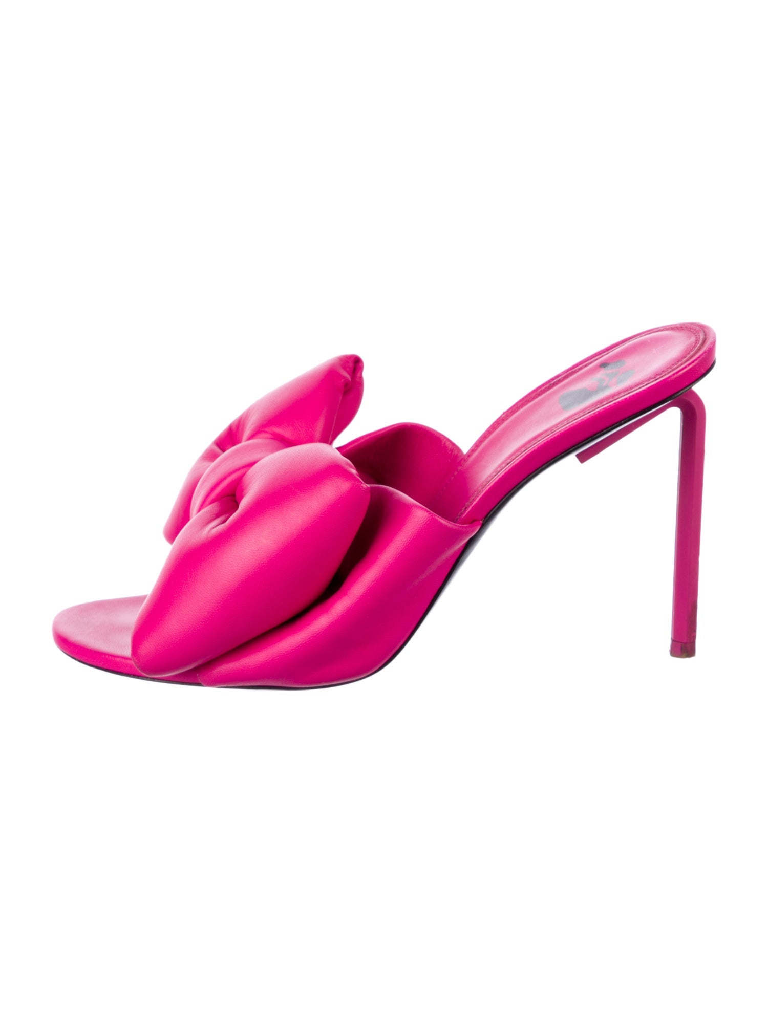 Off-White Leather Bow Accents Slides