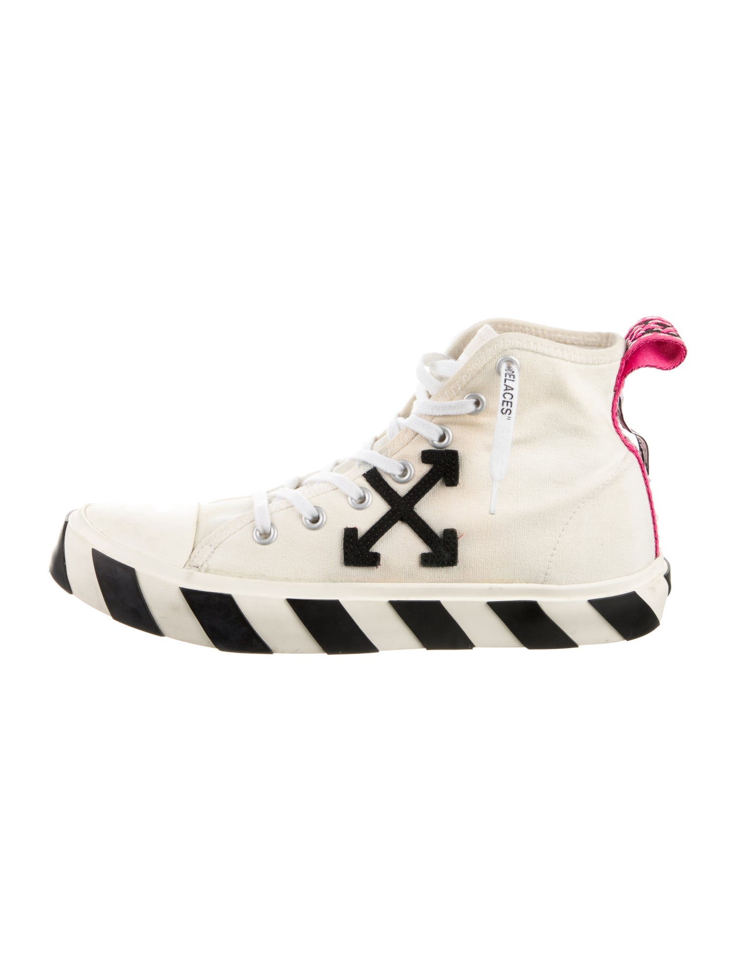 Off-White Canvas Striped Sneakers