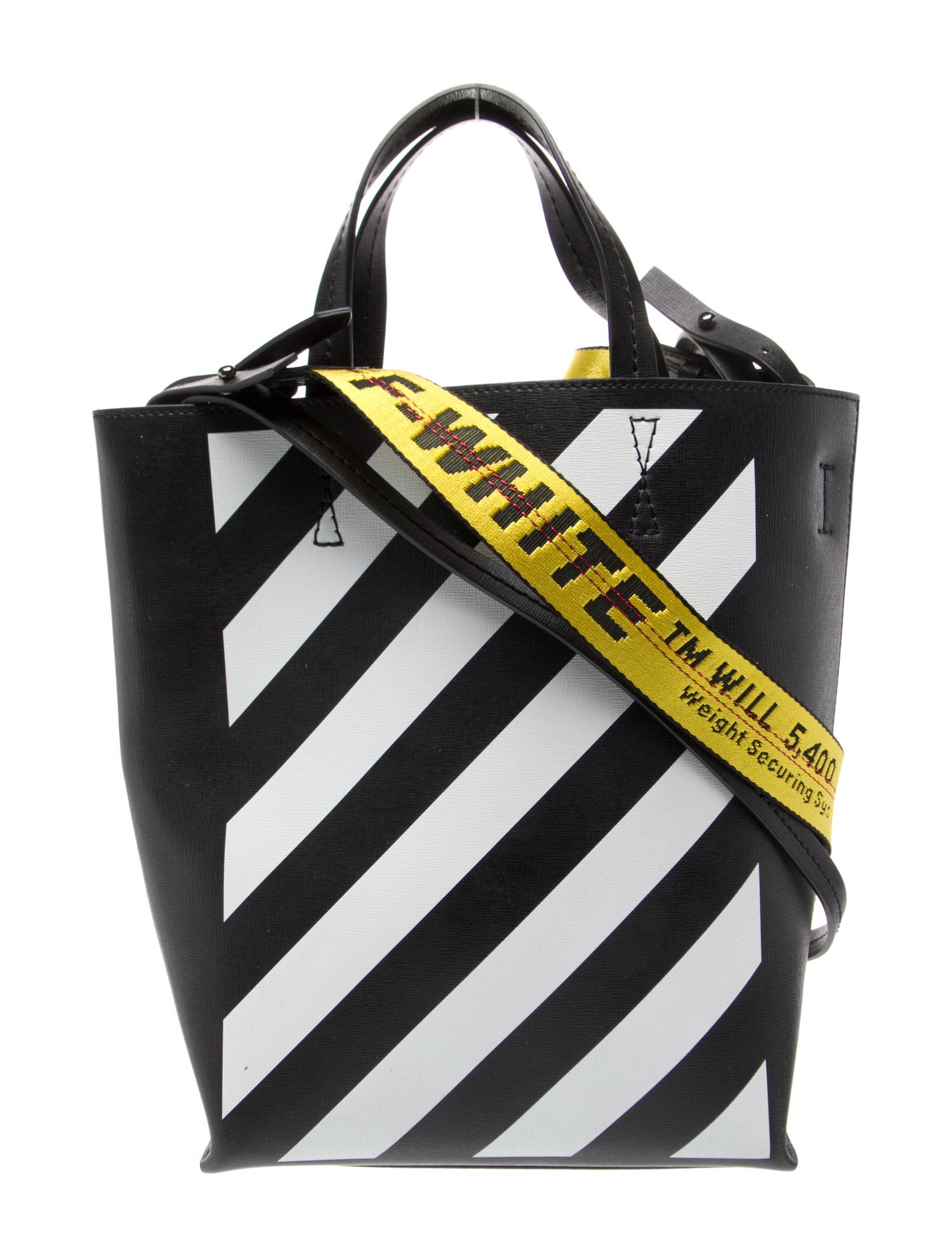 Off-White Leather Diagonal Binder Clip