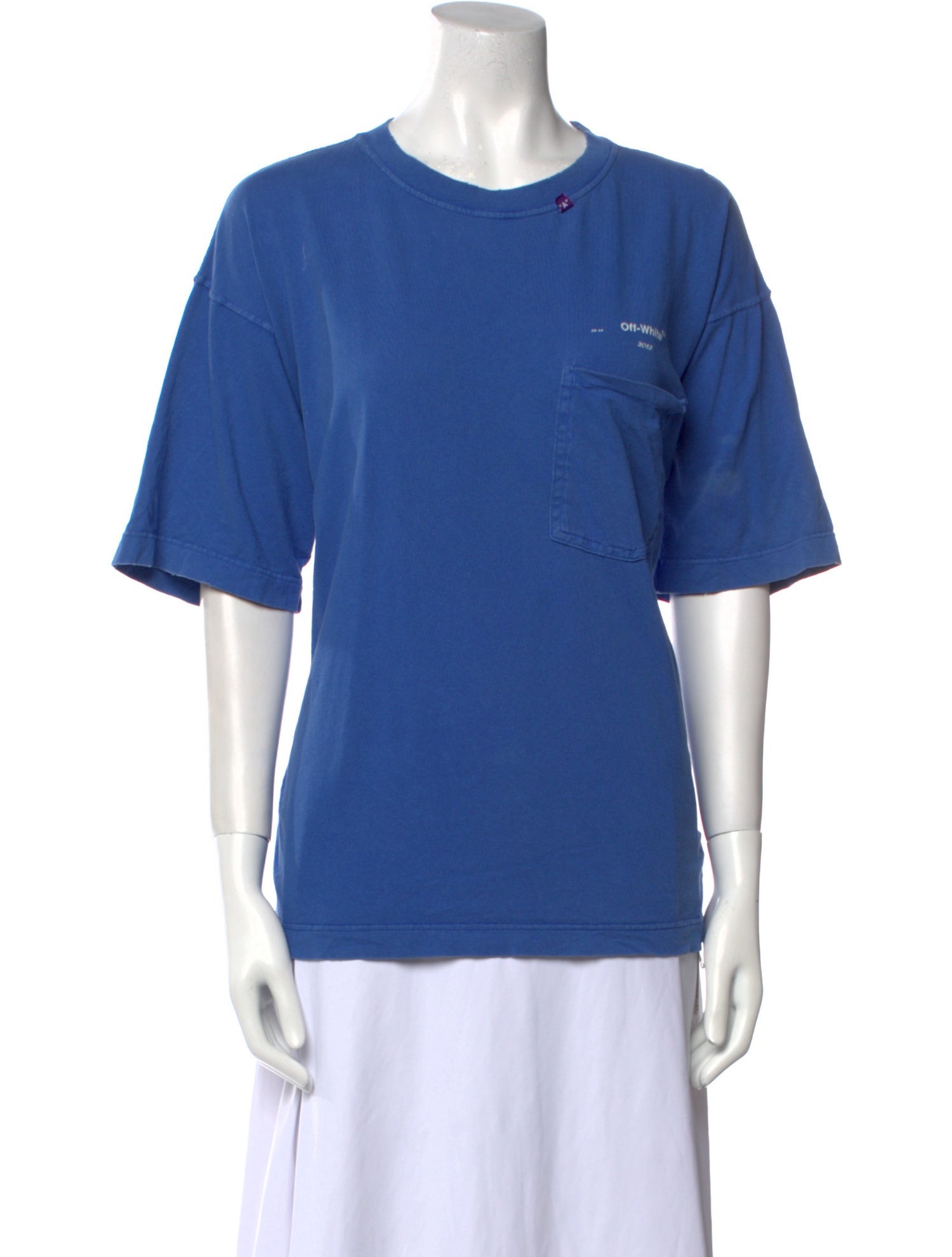 Off-White Scoop Neck Short Sleeve T-Shirt