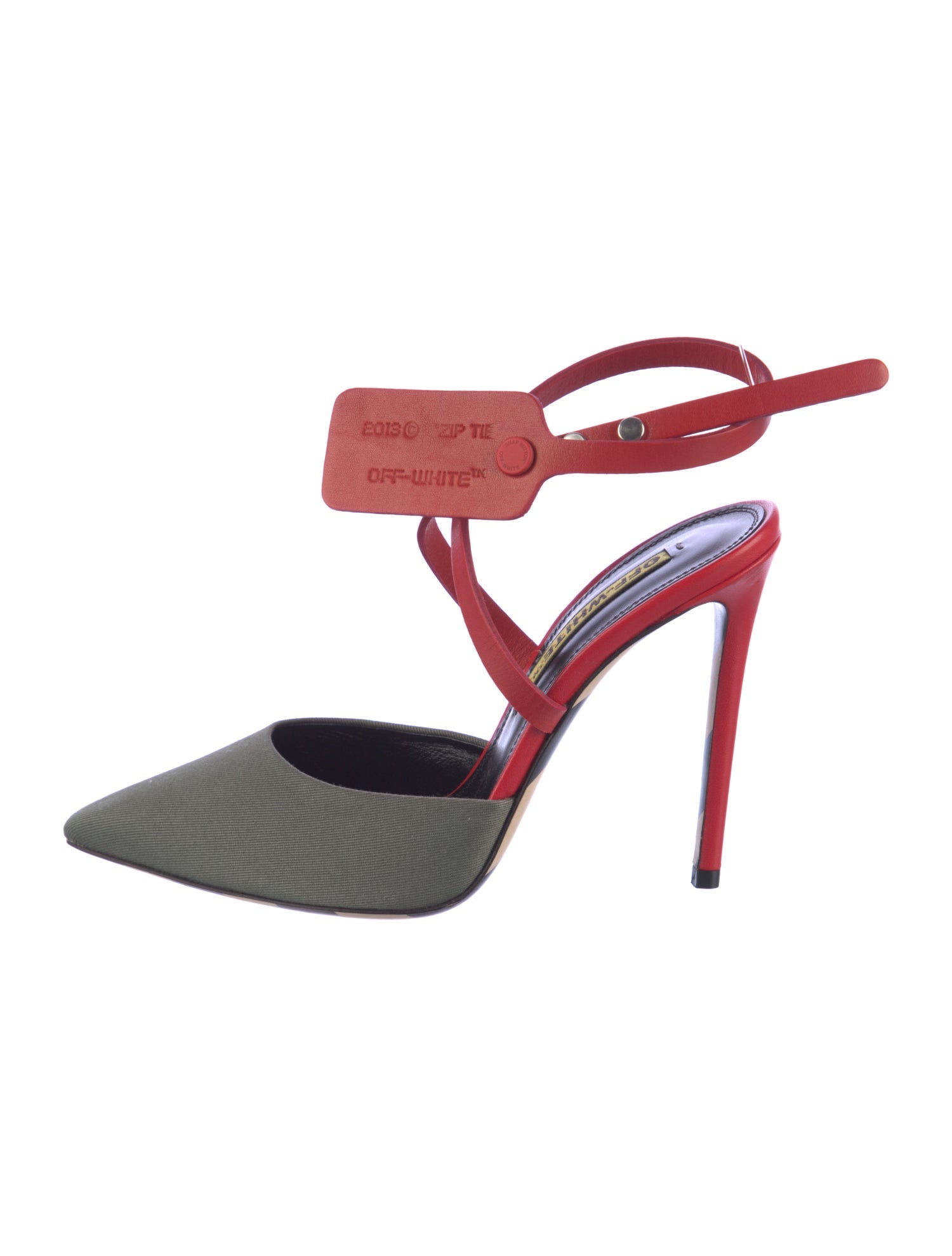 Off-White Leather Colorblock Pattern Mules