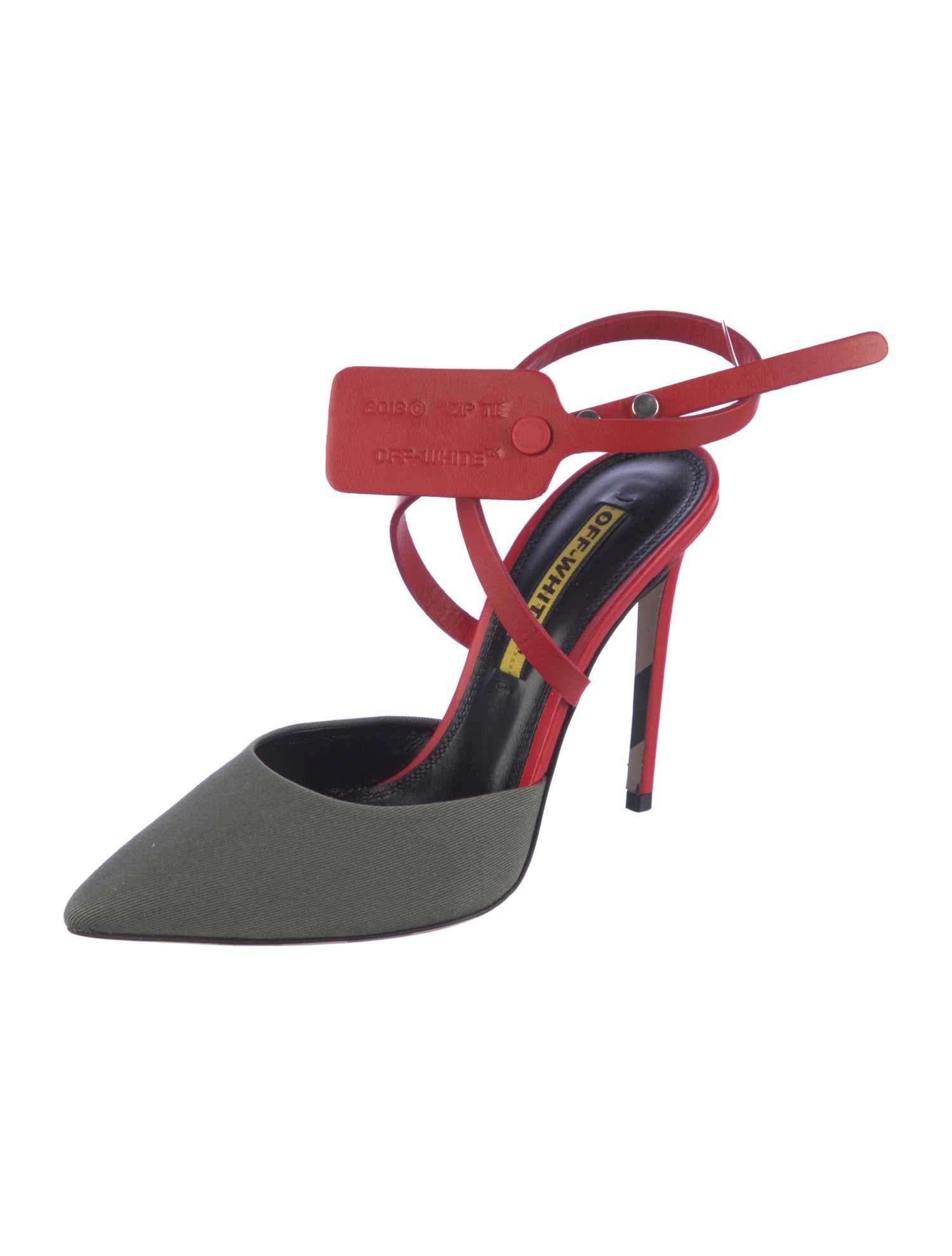 Off-White Leather Colorblock Pattern Mules