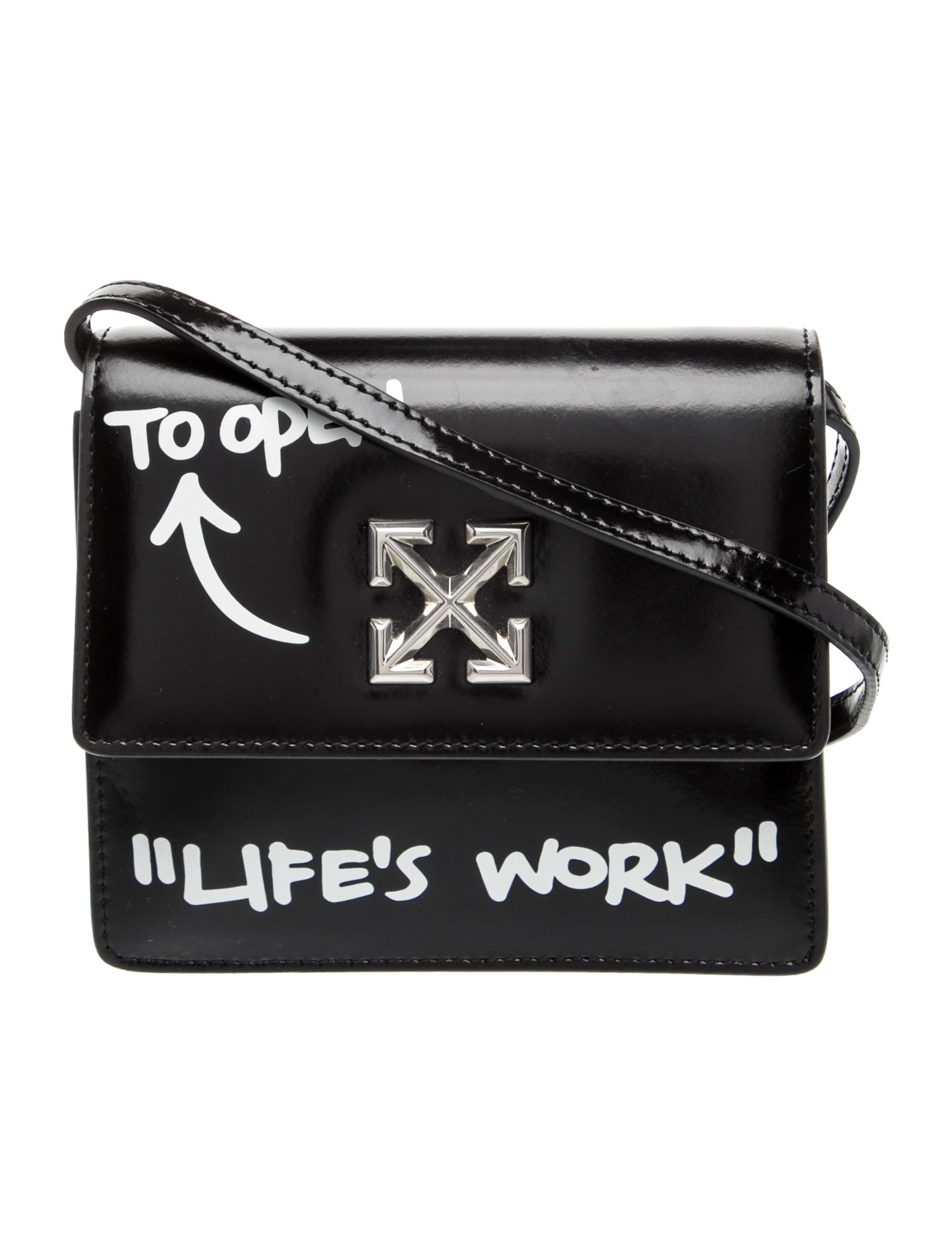 Off-White Patent Leather Jitney 0.7 "Life's Work'