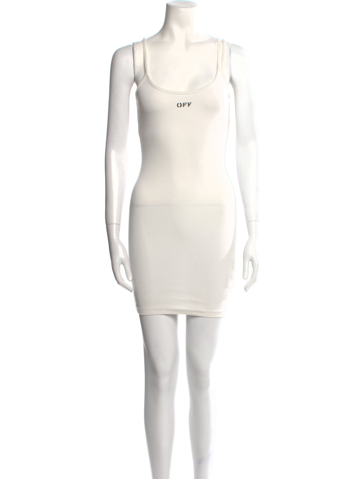 Off-White Scoop Neck Mini Dress