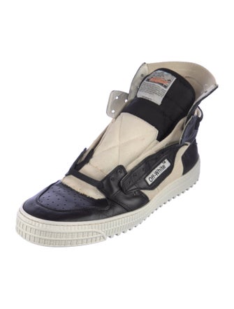 Off-White Leather Colorblock Pattern Sneakers