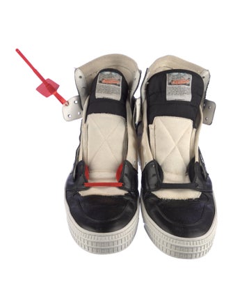 Off-White Leather Colorblock Pattern Sneakers
