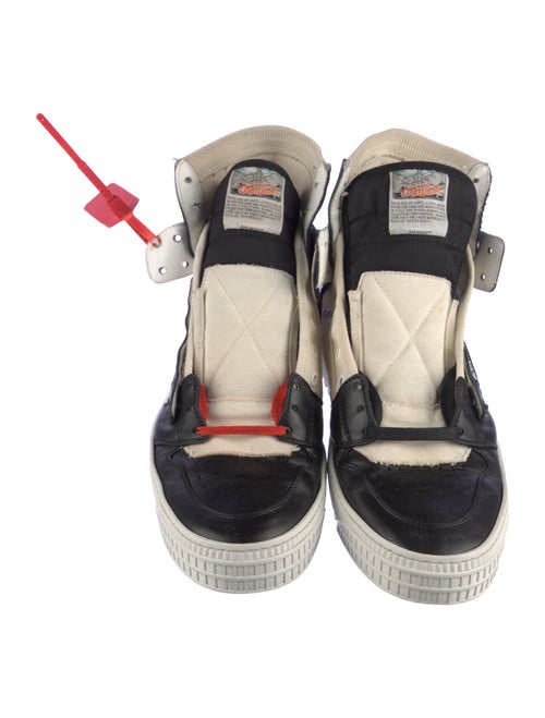 Off-White Leather Colorblock Pattern Sneakers