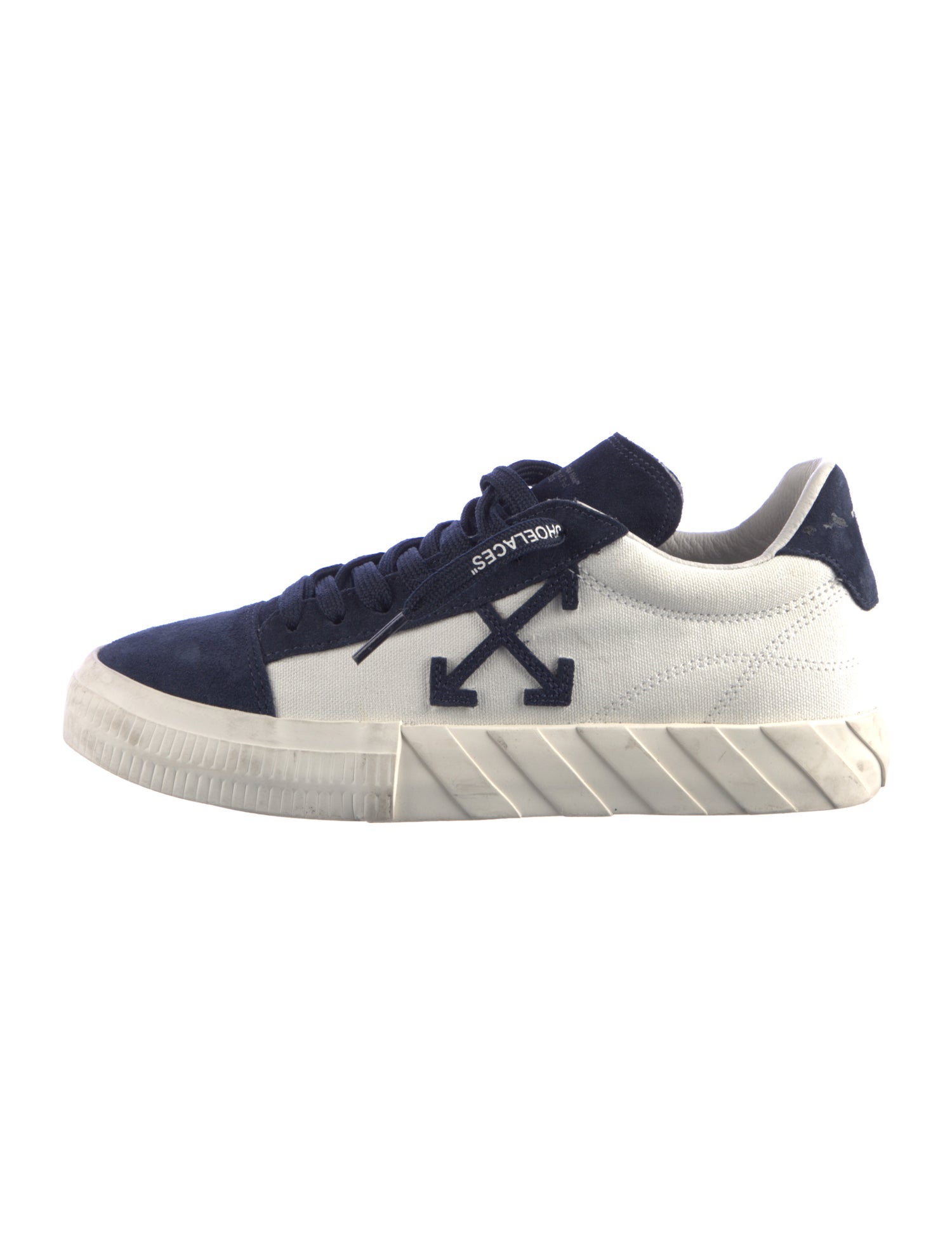 Off-White Canvas Colorblock Pattern Sneakers