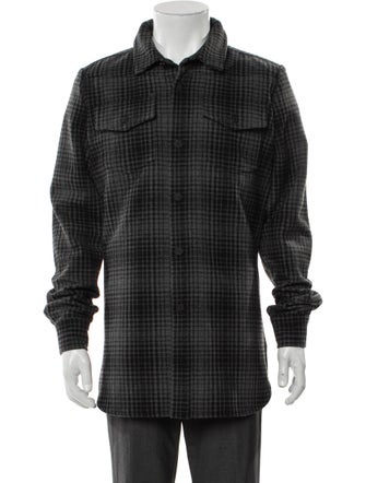 Off-White Plaid Print Utility Jacket