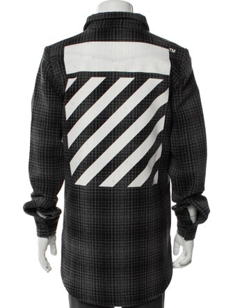 Off-White Plaid Print Utility Jacket