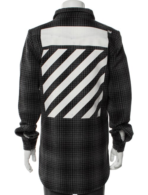 Off-White Plaid Print Utility Jacket