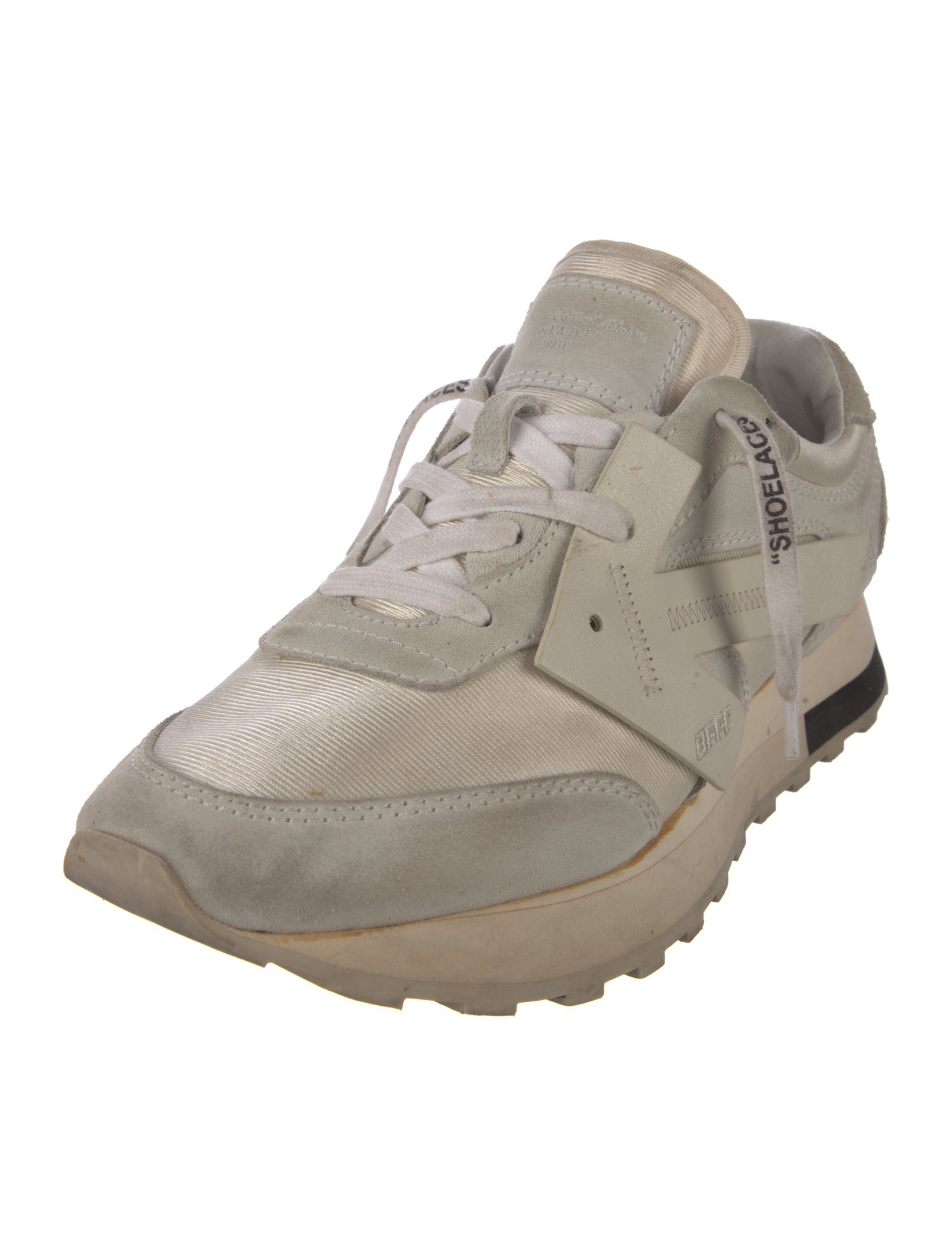 Off-White Suede Colorblock Pattern Sneakers