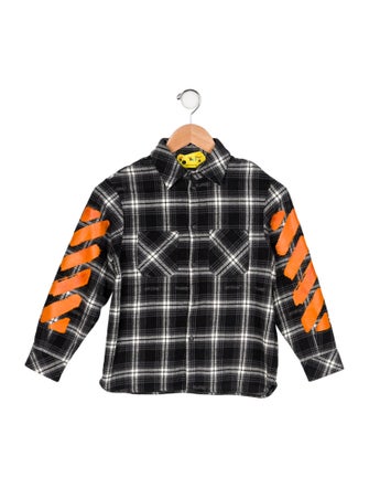 Off-White Boys' Diagonals Plaid Shirt