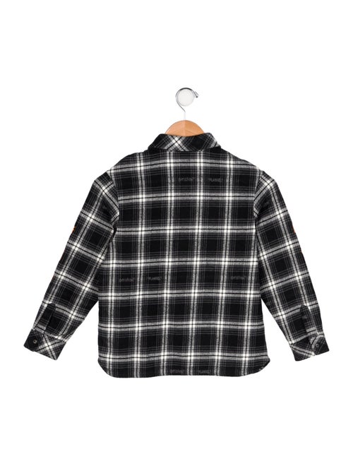 Off-White Boys' Diagonals Plaid Shirt