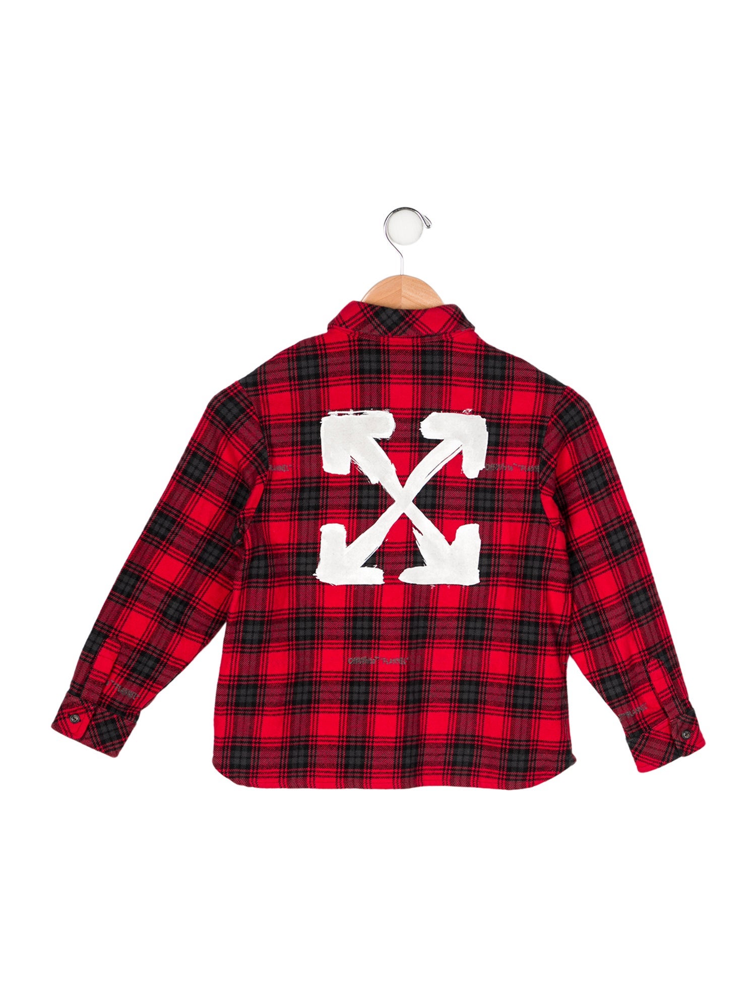 Off-White 2021 Boy's Flannel Check Long Sleeve Shirt
