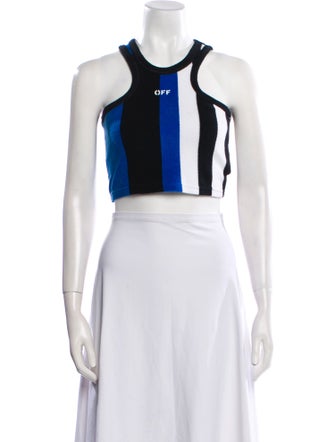 Off-White 2019 Colorblock Pattern Crop Top