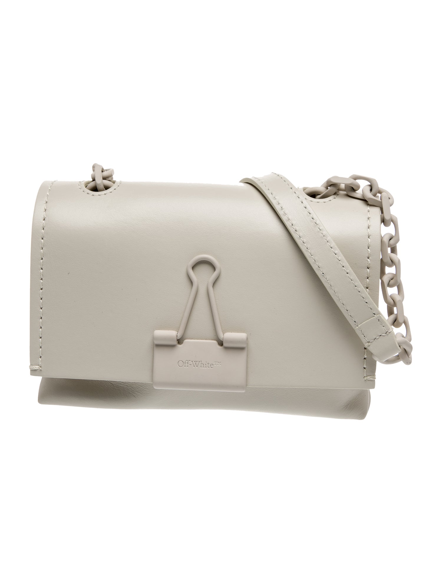 Off-White Leather Binder Clip