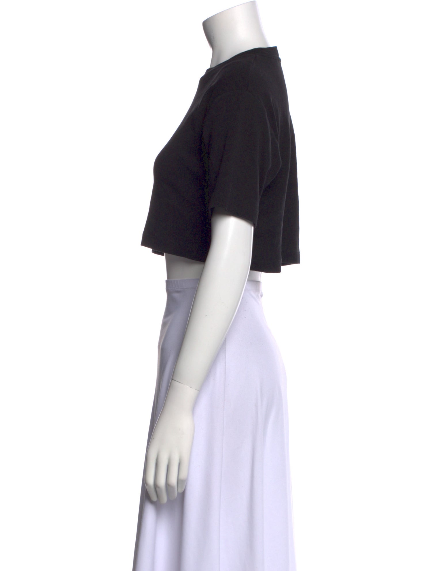 Off-White Crew Neck Short Sleeve Crop Top