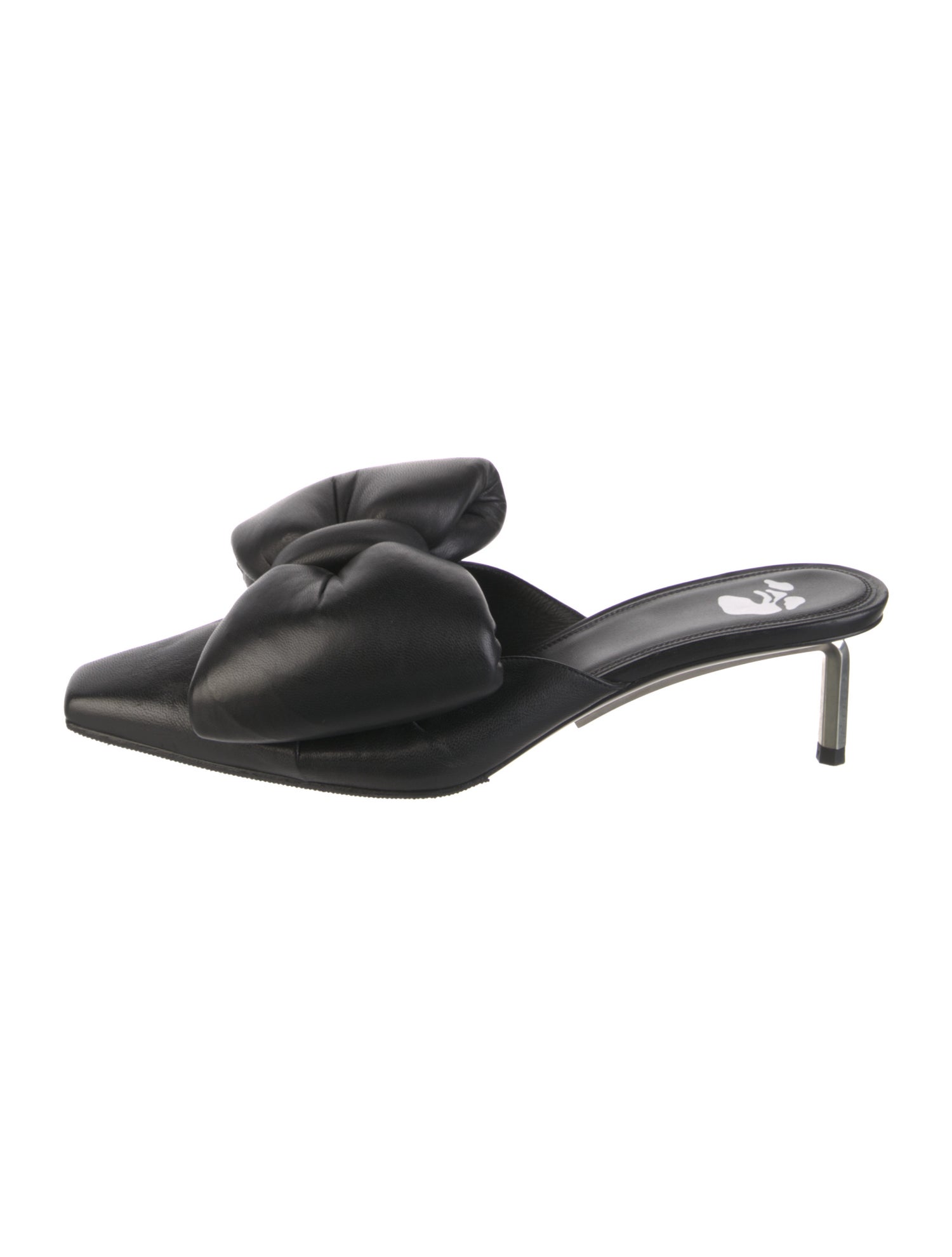 Off-White Leather Bow Accents Mules