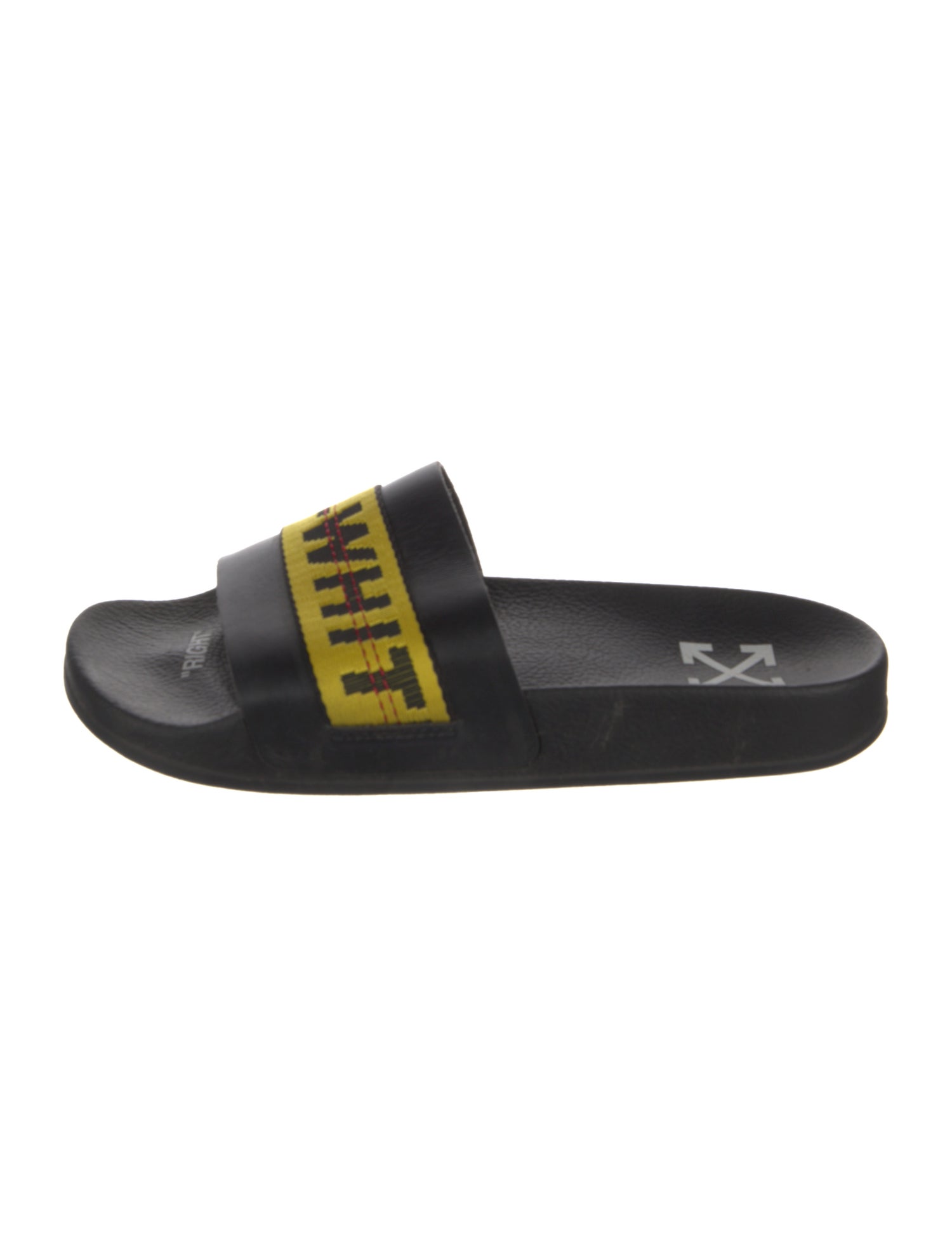 Off-White Leather Graphic Print Slides