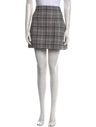 Off-White Plaid Print Mini Skirt