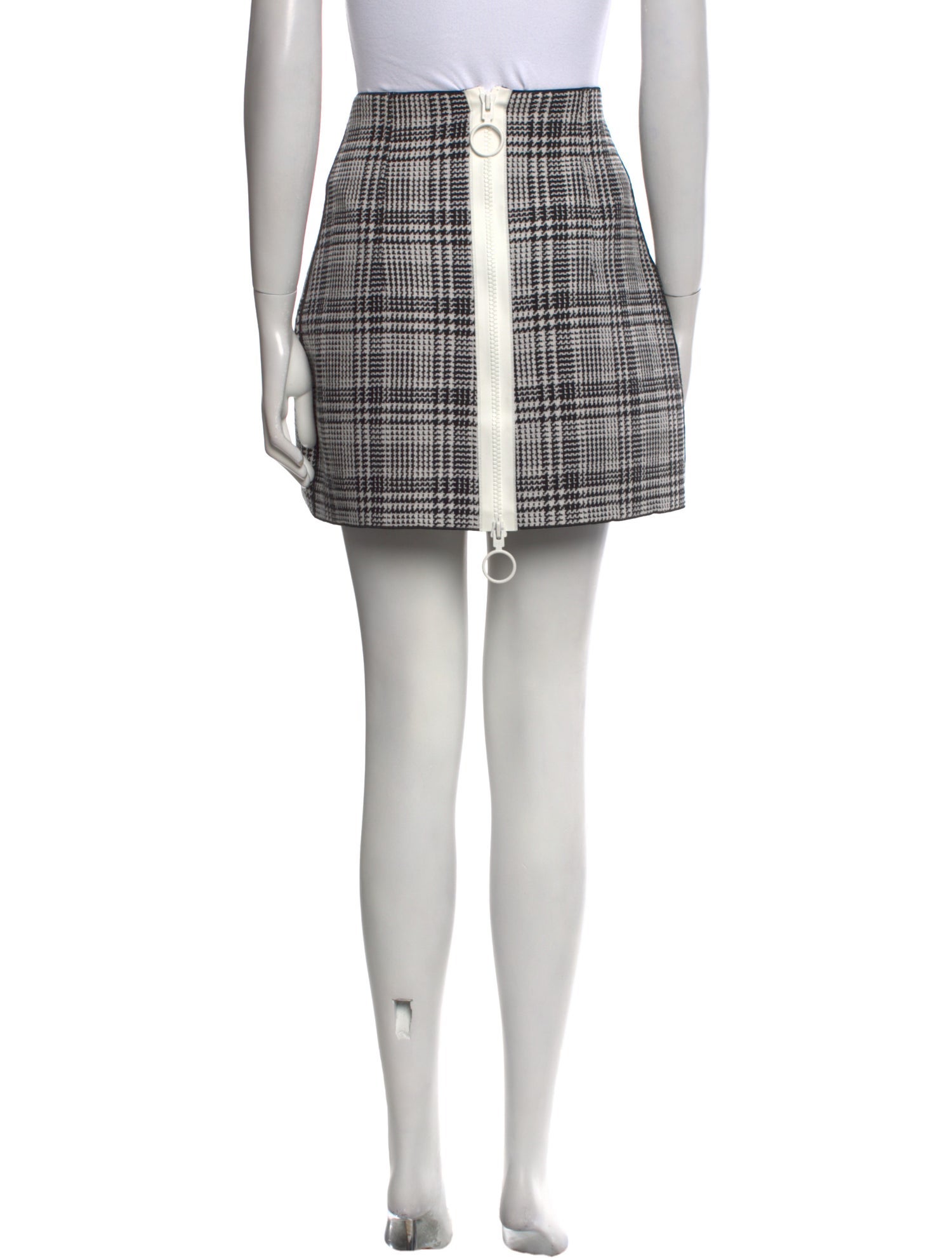 Off-White Plaid Print Mini Skirt