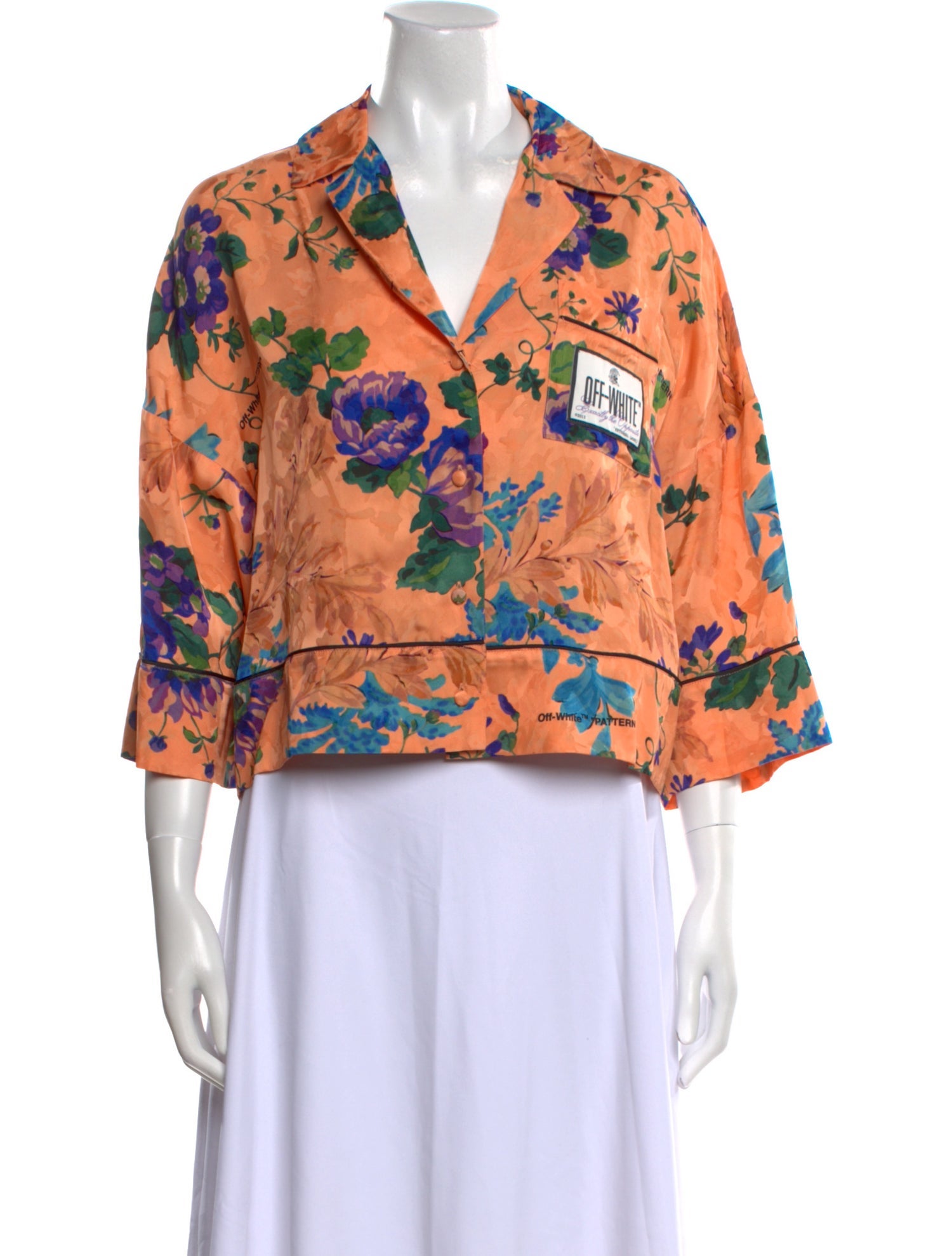 Off-White 2023 Floral Print Crop Top