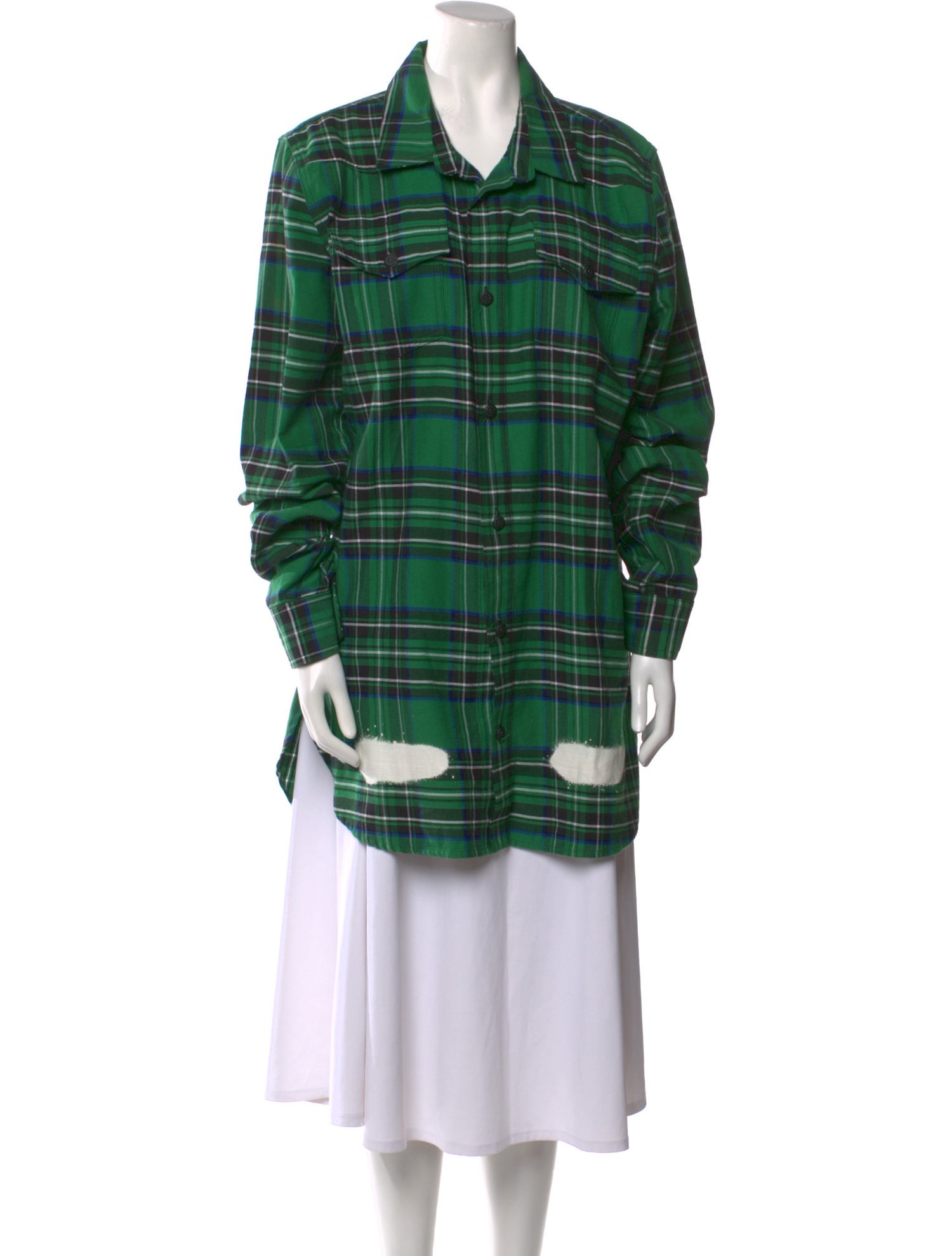 Off-White 2016 Off-White 2016 Spray Paint Diagonals Flannel Shirt Button-Up Top