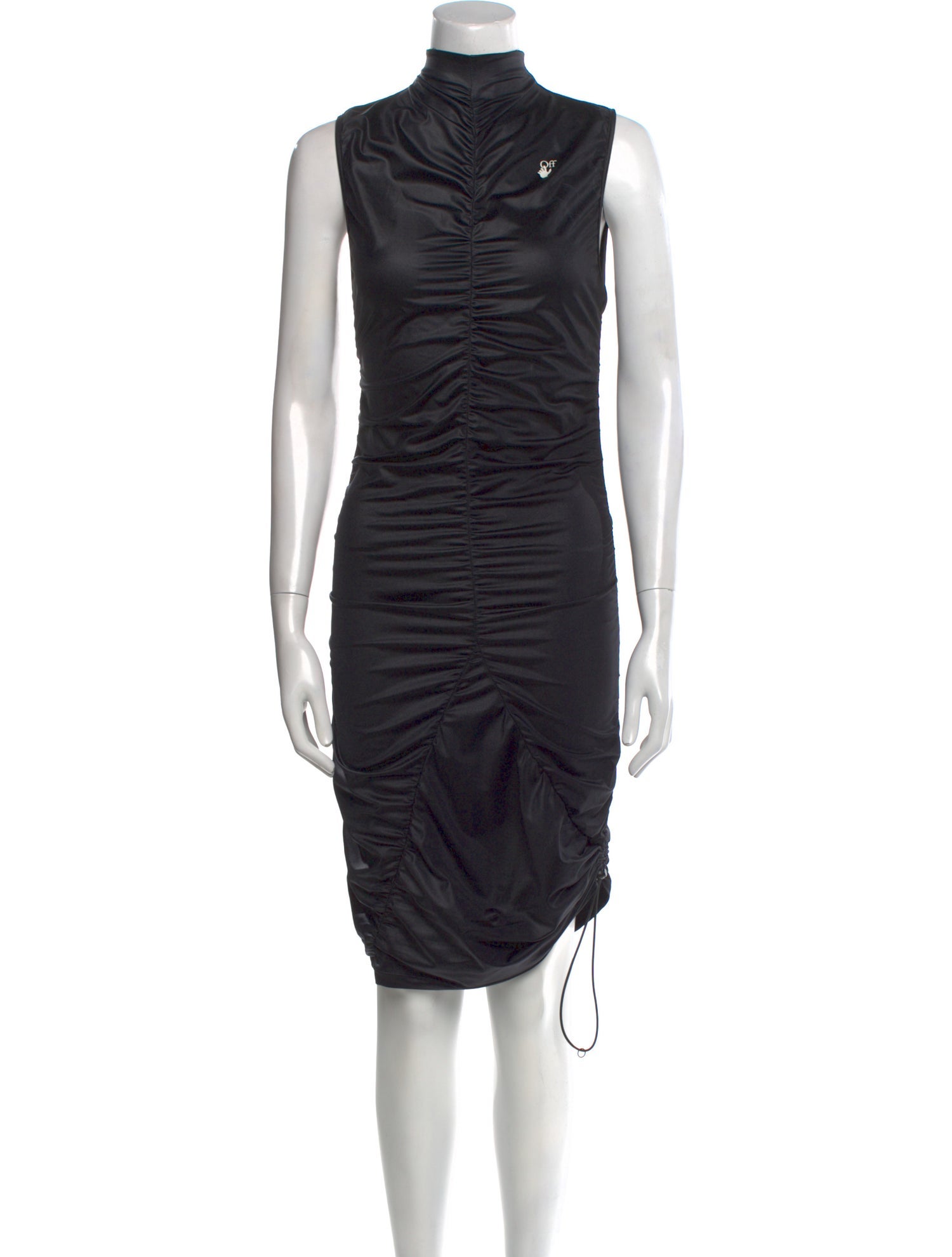 Off-White Turtleneck Knee-Length Dress