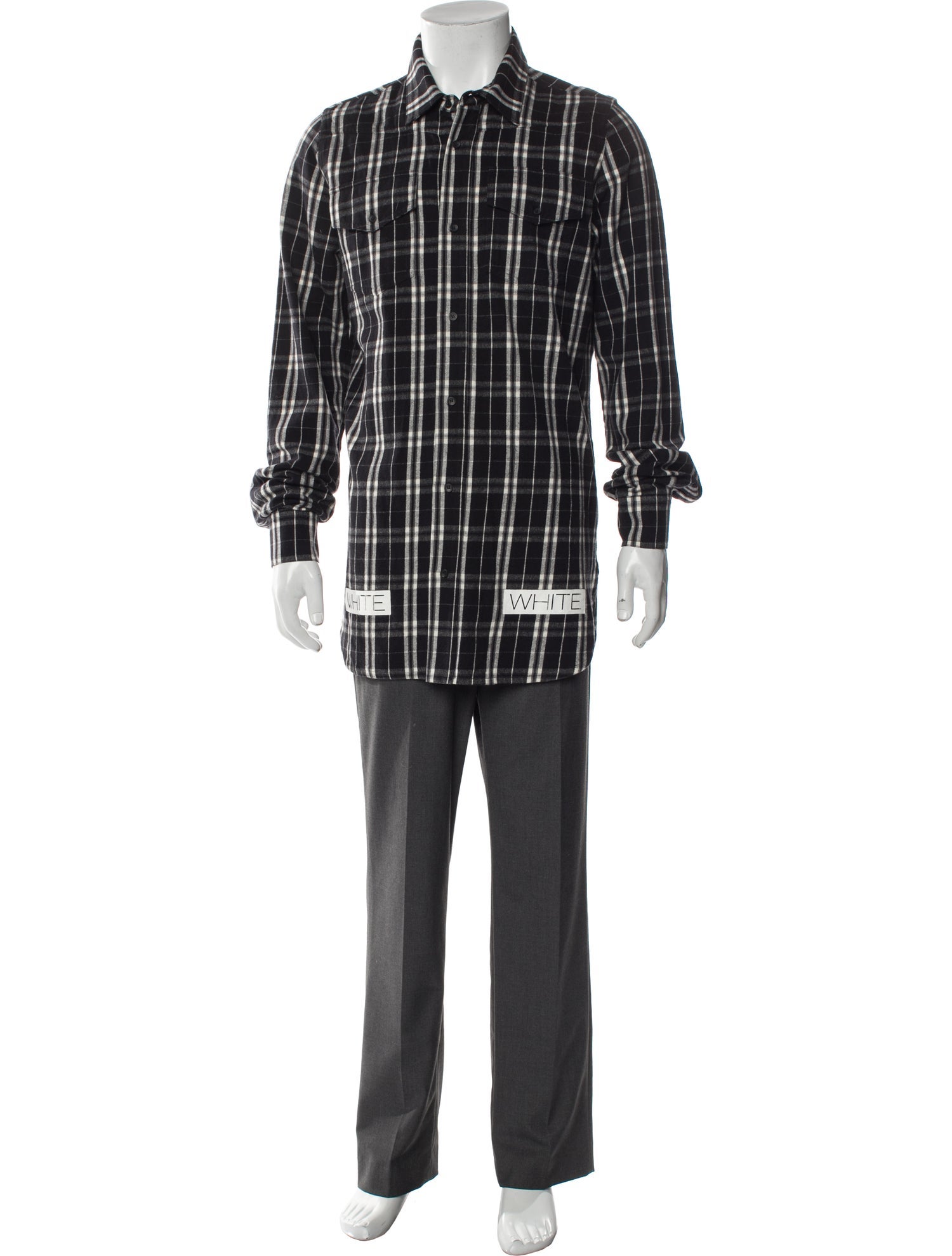 Off-White Diagonals Plaid Plaid Print Shirt