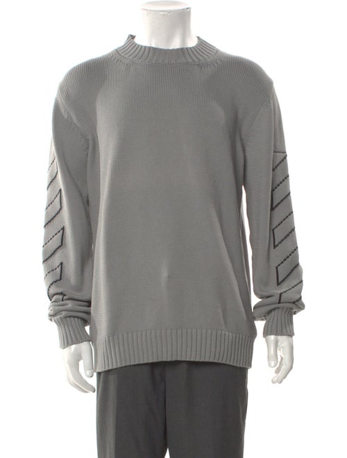 Off-White Off-White Diagonal Knit Crew Neck Pullover Crew Neck Pullover