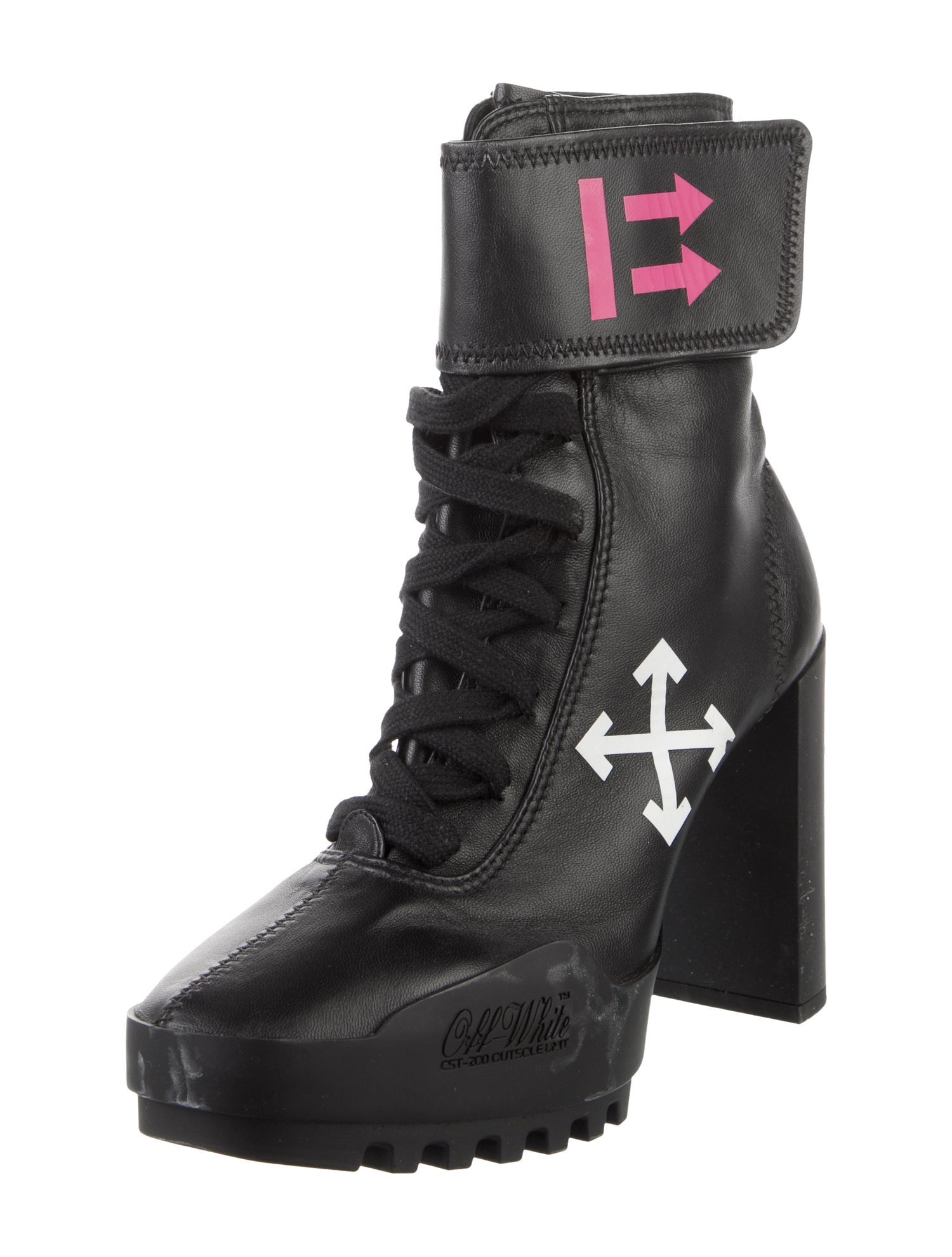 Off-White 2019 Arrow Moto Wrap Combat Boots