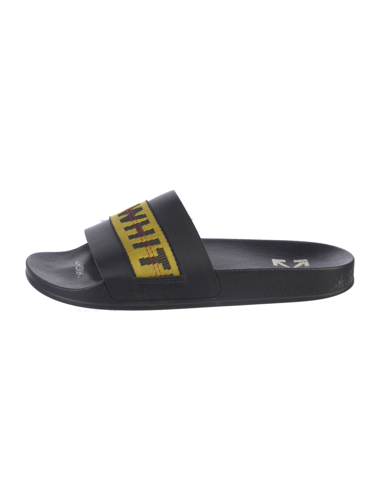 Off-White Leather Printed Slides