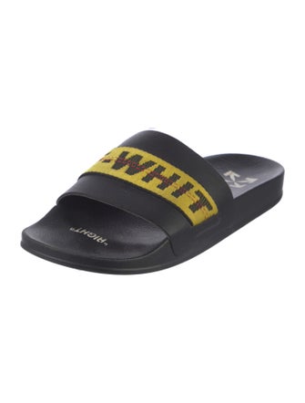 Off-White Leather Printed Slides