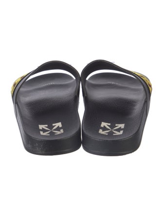 Off-White Leather Printed Slides