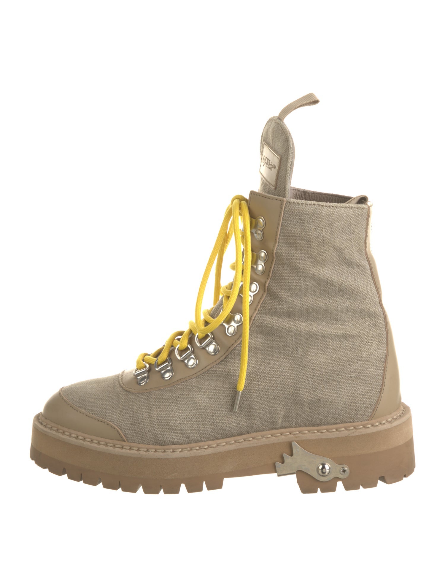 Off-White Canvas Combat Boots