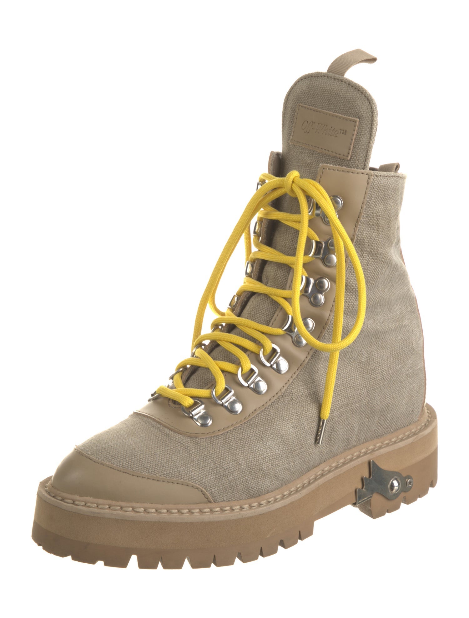 Off-White Canvas Combat Boots