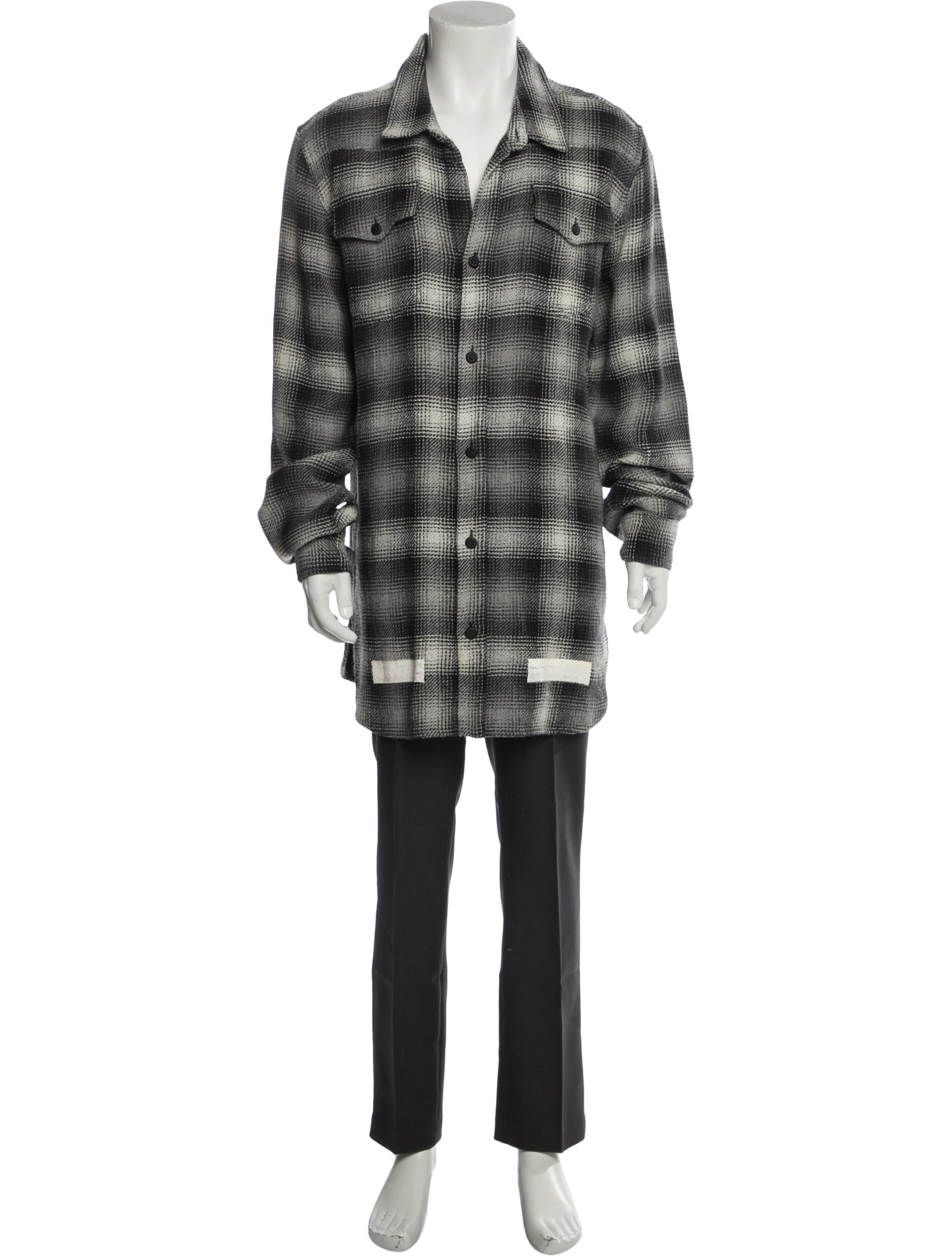 Off-White Plaid Print Long Sleeve Shirt