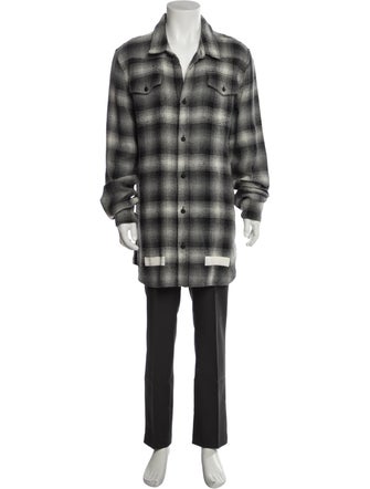 Off-White Plaid Print Long Sleeve Shirt