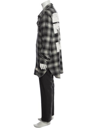 Off-White Plaid Print Long Sleeve Shirt