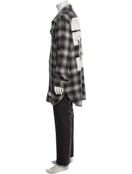 Off-White Plaid Print Long Sleeve Shirt