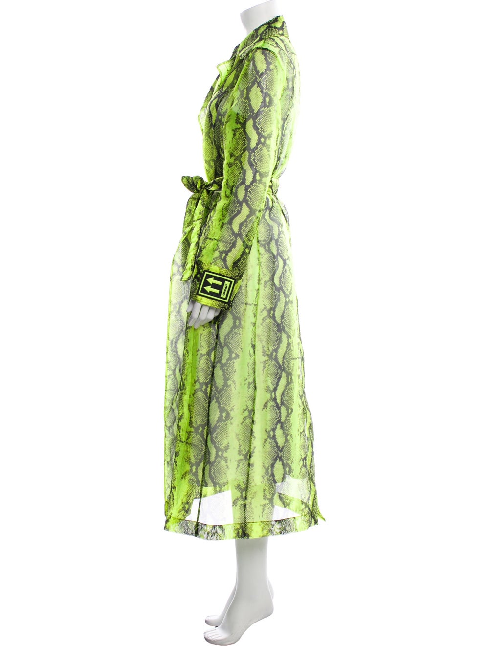 Off-White Green Python Print Tulle Button Front B… - image 2