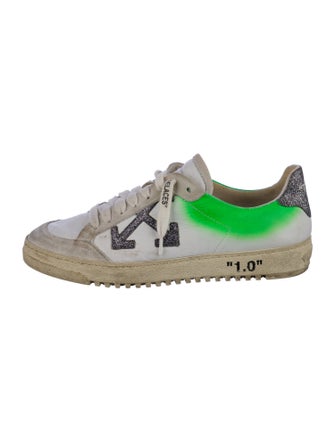 Off-White Leather Colorblock Pattern Sneakers