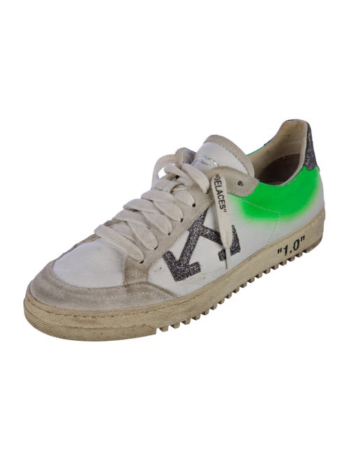 Off-White Leather Colorblock Pattern Sneakers